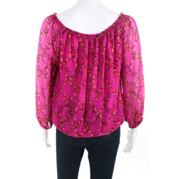 Diane von Furstenberg Off-the-shoulder Silk Pink Floral Top Small - Picture 4 of 7